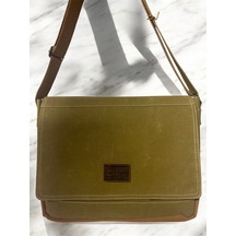 Old Cotton Cargo Vintage Su Geçirmez Salaş Kanvas Unisex Postacı Günlük Okul Laptop Omuz Çantası 32x40cm CAMEL