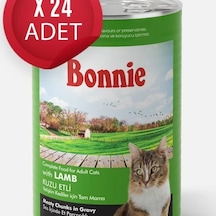 Bonnie Kuzu Etli Sos İçinde Et Parçacıklı Kedi Konservesi 400g x 24 Adet