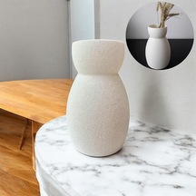 Bohem Tarzda Dokulu Seramik Görünümlü Vazo Minimalist Ve Doğal Dokulu Biyoplastik Diğer