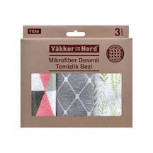 Vakker Nord Mikrofiber Desenli Temizlik Bezi 3'lü - 7 Adet Tarı 3 Beden