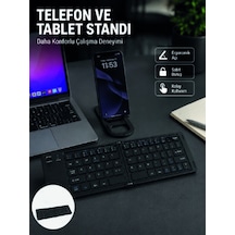 Bluetooth Katlanabilir Klye Usb-c Şarjlı 3 Cihaz Bağlantılı Taşınabilir Klye
