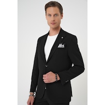 Efor Slim Fit Kırlangıç Yaka Torba Cep Çift Yırtmaç Casual Siyah Ceket C 700 Siyah