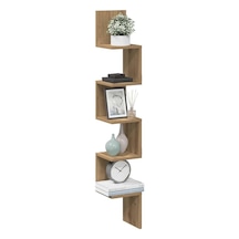 Zig Zag Köşe Duvar Rafı / Kitaplık Atlantik Çam 20x20x130 Modern Minimalist Köşe Rafı Ahşap