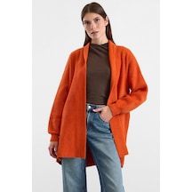 Olcay Salaş Soft Kumaş Triko Hırka Oranj 8299
