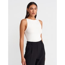 Dilvin 21048 Halter Yaka Top-ekru Ekru
