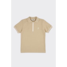 Unisex Çocuk Kısa Kollu Bej Polo Yaka Tişört Çok Renkli