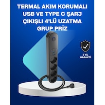 Akıllı Akım Dengelemeli 4 Lü Çoklu Priz Type-c Ve Usb Çıkışlı 0