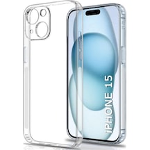 Apple Uyumlu iPhone 15 Kılıf Şeffaf Kamera Korumalı Soket 3D