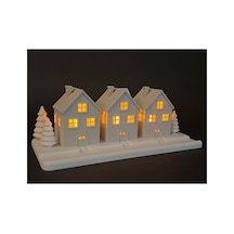 Yılbaşı Christmas Led Işıklı 3'lü Ev Dekorasyon Kış Manzaralı Ledli Kış Evleri Led Mumlar Hediye