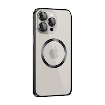 Joko Apple iPhone Uyumlu  15 Pro Max Uyumlu Kılıf Metal Bumper Magneticsafe Kapak - Siyah