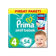 Prima Bebek Bezi Aktif Bebek 4 Beden 54 Adet Prima Bebek Bezi Aktif