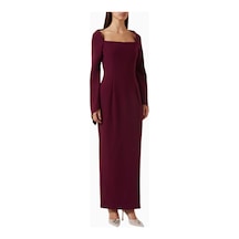 Elliatt Theresa Uzun Kollu Gece Elbisesi, Dramatic Maxi Elbise Mor