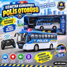 666-690na Uzaktan Kumandalı Oyuncak Polis Otobüsü Mavi