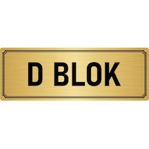 Metal Yönlendirme Levhası, Departman Kapı İsimliği D Blok 7x20 cm Altın Renk