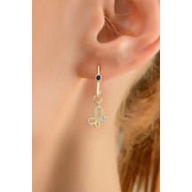 Kelebek Taşlı Sallantılı Altın Küpe Kp0006
