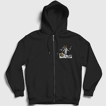 Presmono Unisex Astronaut Astroworld Travis Scott Fermuarlı Kapüşonlu Sweatshirt Siyah