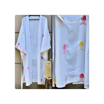 Lila Mare Pamuk Nakışlı Kimono Renkli Renkli