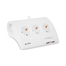 S-Link SPG9-5-15 Akım Koruma ve 2 Adet 2.1A Usb Şarj Soketli 5'li Masaüstü Grup Priz Beyaz