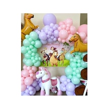 Makaron Mint Yeşili Lila Ve Pembe Balon Zinciri 100 Adet A