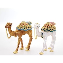 Swarovski Taşlı Tekli Deve Figürü Model 11 Çok Renkli