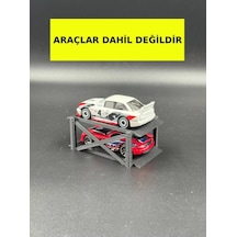 1:64 Ölçek Diorama Araç Lifti - Siyah - 2 Araçlık