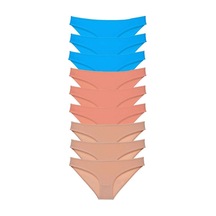9 Adet Süper Eko Set Likralı Kadın Slip Külot Pudra Ten Mavi Standart