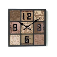 AHŞAP SAATLER › Saatler-MB KARE DESEN TEMALI DUVAR SAATİ-30*30CM Ahşap