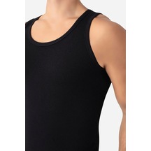 Hadpols Özel Seri Yetişkin Tekli Kombin Erkek Siyah Fitilli Atlet Pamuklu Likralı Slim Fit