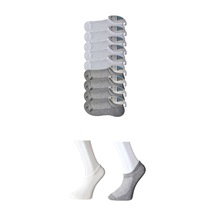 Gri Ve Beyaz Erkek Görünmez Çorap 9 Çift Antra Melanj