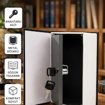 Gizli Kitap Kasa Anahtarlı Metal Bölmeli Sözlük Tasarımlı Kompakt Kasa