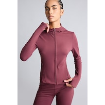 Defacto Sıcak Tutan Slım Fıt Kapüşonlu İçi Yumuşak Tüylü Fermuarlı Uzun Kollu Sporcu Sweatshirt Hırka H5289ax26aubr93 Bordo-br93