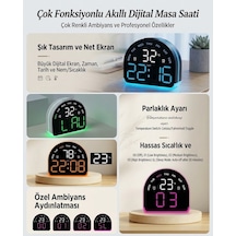 Led Dijital Alarm Saati Sıcaklık Tarih Gün Göstergeli Ortam Aydınlatmalı Çift Ekranlı Masa Saati Gece Lambası Usb Ve Pil Yeşil
