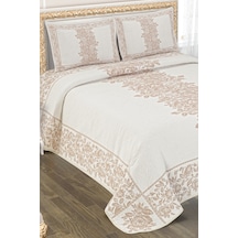 DELÜX DİAMOND MODEL 3 PARÇA YASTIKLI YATAK ÖRTÜSÜ PİKE TAKIMI Bej - Krem