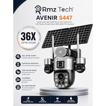 Avenir S447 12mp 4 Kameralı 36x Optik Zoom 4g Esım Sim Kartlı Çift Solar Panelli Ptz Güvenlik Kamera