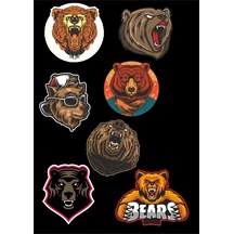Ayı Sticker Set -1 7 Parça Telefon, Tablet, Defter, Laptop Sticker
