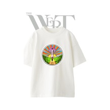 Thewert Psychedelik Mantar Tasarım Baskılı Ünisex Beyaz Oversize T-shirt