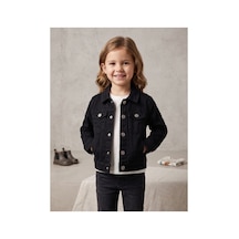 Deniva Kids Siyah Halley %100 Pamuklu Düğmeli Cepli Jean / Denim Kot Ceket