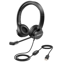 Eksa H12E USB Kablolu Kulaküstü Mikrofonlu Kulaklık Kumandalı Akıllı ENC - ZORE-258055 Siyah