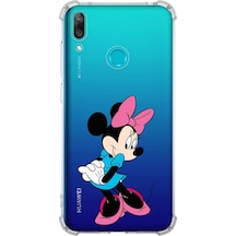 Huawei Y7 2019 Köşe Korumalı Antişok Kapak Minnie Mouse Tasarımlı Şeffaf Kılıf