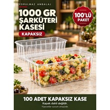 1000 Gr Kapaksız Şarküteri Kasesi 100 Lü Şeffaf Derin Dikdörtgen Meze Ve Salata Kabı Siyah