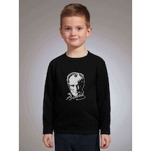 Tshirthane Ulu Önder Gazi Mustafa Kemal Atatürk Silüet Baskılı Çocuk Siyah (529020839)