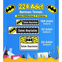 Okul Kreş Kişiye Özel İsim Etiket Seti Batman Temalı - Model 3 Çok Renkli
