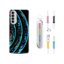 Oppo Reno 4 Pro Kılıf Kablo Koruyuculu Planets 1703 Siyah