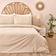 Soft Herringbone Çift Kişilik Nevresim Takımı - Ekru / Taş Renkli