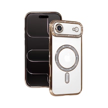 Newface - 205 - Apple İphone 17 Air Joke Simli Magneticsafe Kılıf - Kmrsfres - - Gold