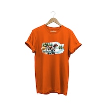 Avcılık Hunting Av Köpeği Baskılı %100 Pamuk Regular Fit T-shirt Turuncu