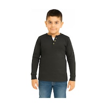 Düğme Detaylı Mevsimlik Uzun Kollu Kaşkorse Kumaş Sweatshirt Antrasit Renk Erkek Çocuk-90801 Antrasit