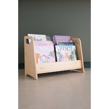 Montessori Huş Ahşap Kitaplık Ahşap