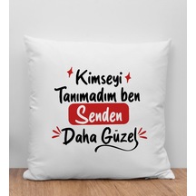 Bk Gift Kimseyi Tanımadım Ben Tasarımlı Beyaz Kırlent Yastık, Arkadaşa , Ev Dekorasyonu, Ev si-1 Bitmeyen135602 Bk Gift
