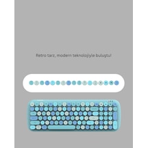 Kablosuz Retro Klavye Ve Mouse Seti 104 Tuşlu Sevimli Tasarım Diğer